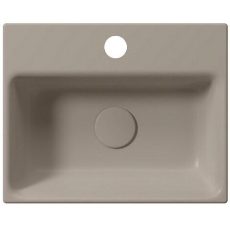 NUBES lavabo en céramique 40x32cm, bord inférieur groud, tortora mat