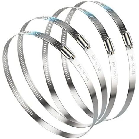 NUBURORA 141-165mm Clip de tuyau réglable 304 Camps conduit en acier inoxydable 4 Pack Worm Drive Clips serrage conduite 6 pouces diamètre carburant - 141-165mm-4pcs
