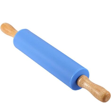 Nudelholz aus Silikon, 30,5 cm, Nudelholz mit Holzgriffen, antihaftbeschichtete Oberfläche, antihaftbeschichtete Oberfläche, zum Backen von Pizza, Teig, Kuchen, Nudeln