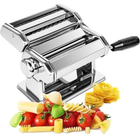 Nudelmaschine, manuell, 7-stufig, Edelstahl 403 für Tagliolini, Fettuccine, Lasagne, Ravioli, Spaghetti (7 Stufen)