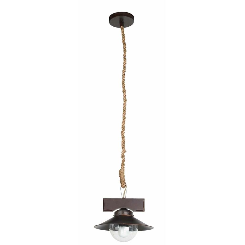 Faro Nudos - 1 Light Dome Ceiling Pendant Dark Brown, Bubble Glass, E27