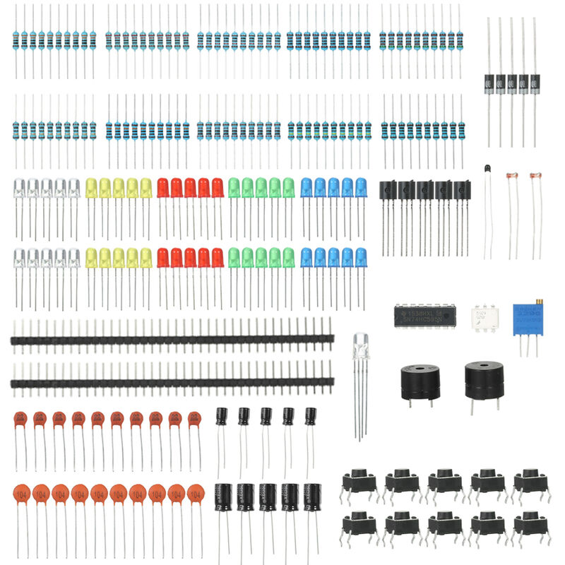 

Nueva Electronica Componentes basicos Starter Kit para Arduino UNO MEGA2560 Frambuesa Pi con LED de precision potenciometro zumbador Condensador