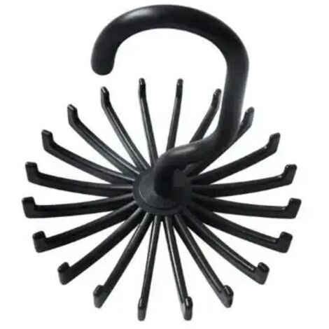 Nueva percha giratoria de 360 grados para corbatas y cinturones con 20 ganchos para el cuello, ideal para organizar armarios, para colgar en casa, 12 x 11 x 3,8 cm, blanco/negro, 2 piezas
