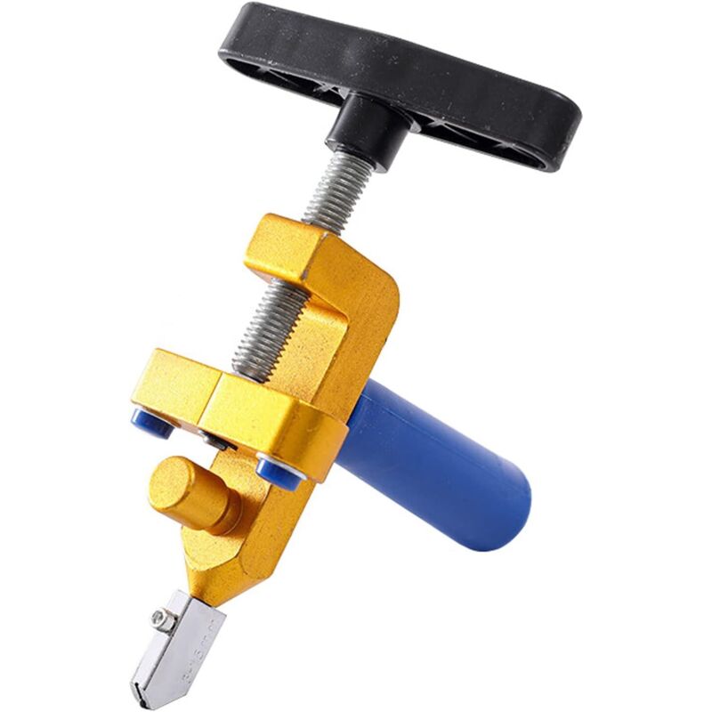 Nuevo cortador de azulejos todo en uno, cortador de azulejos multifuncional, cortador de vidrio 2 en 1 hecho de aleación de aluminio (dorado)