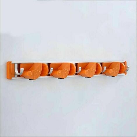 Nuevo soporte de escoba multifunción montado en la pared, soporte de almacenamiento de gancho para fregona con 4 ranuras móviles 5 ganchos móviles, estante de herramientas montado en la pared que ahor