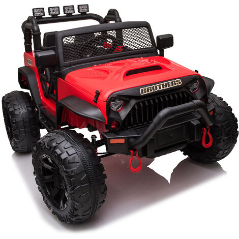 【Nuevo】Coche Eléctrico Infantil 2 Plazas 24V, Jeep Adventure Off-Road, 2x Motores 200W, Control Remoto 2.4G, 3-8km/h, Luces LED, Neumáticos Antideslizantes Extra Anchos, Música, Bluetooth, Capacidad d