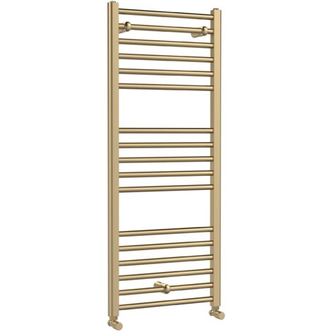 Nuie 1200mm x 500mm Brushed Brass Lorica Heated Towel Rail - MTY805