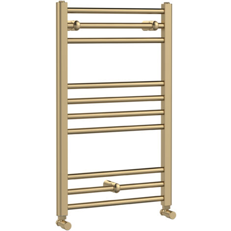 Nuie 800mm x 500mm Brushed Brass Lorica Heated Towel Rail - MTY803