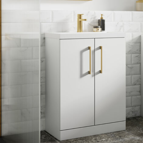 Nuie Arno Floor Standing 2-Door Vanity Unit with Basin-1 500mm Wide - Gloss White