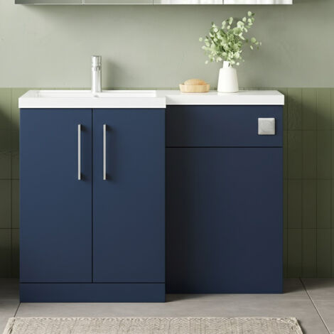 Nuie Arno LH Combination Unit with L-Shape Basin 1100mm Wide - Midnight Blue