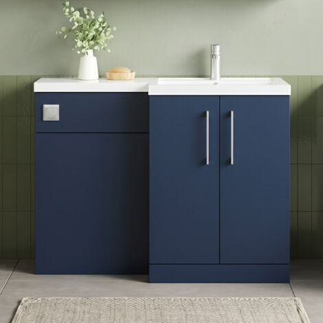 Nuie Arno RH Combination Unit with L-Shape Basin 1100mm Wide - Midnight Blue