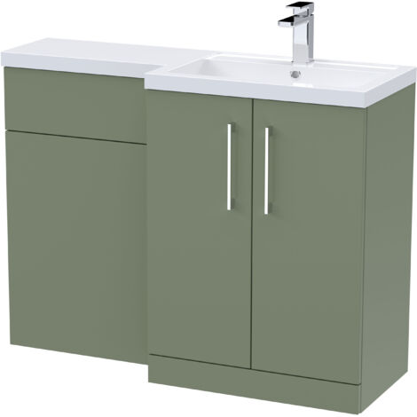 Nuie Arno RH Combination Unit with L-Shape Basin 1100mm Wide - Satin Green