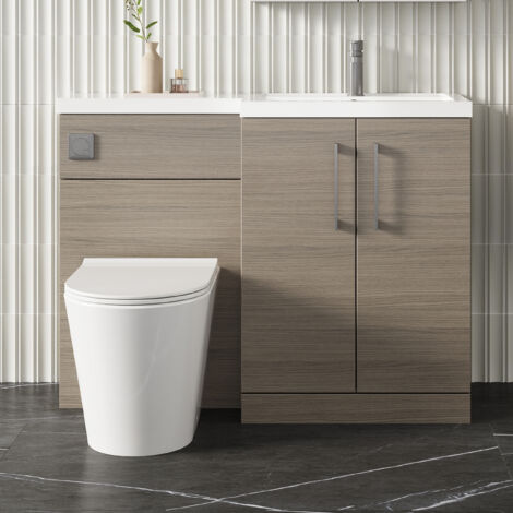 Nuie Arno RH Combination Unit with L-Shape Basin 1100mm Wide - Solace Oak