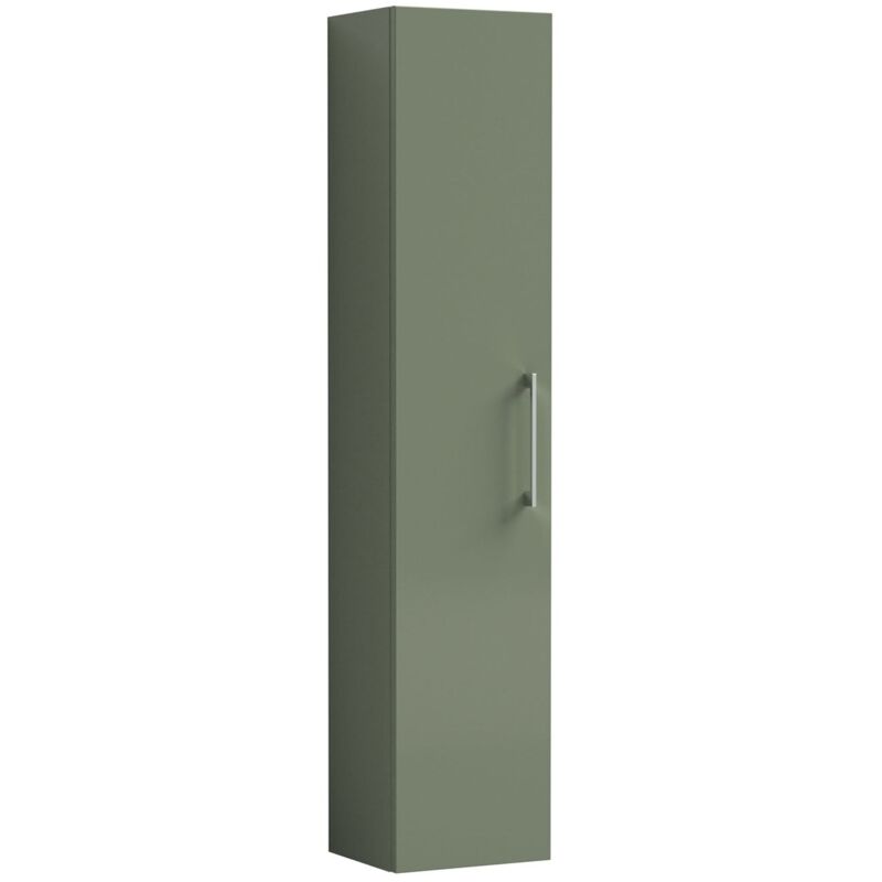 Nuie Arno Wall Hung 1-Door Tall Unit 300mm Wide - Satin Green