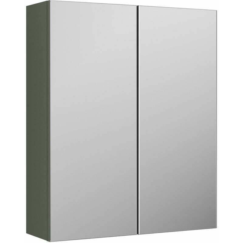 Arno Mirrored Bathroom Cabinet (50/50) 715mm h x 600mm w - Satin Reed Green - Nuie