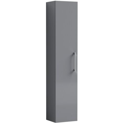 Nuie Arno Satin Grey 300mm Single Door Tall Wall Hung Storage Unit - MOE2261