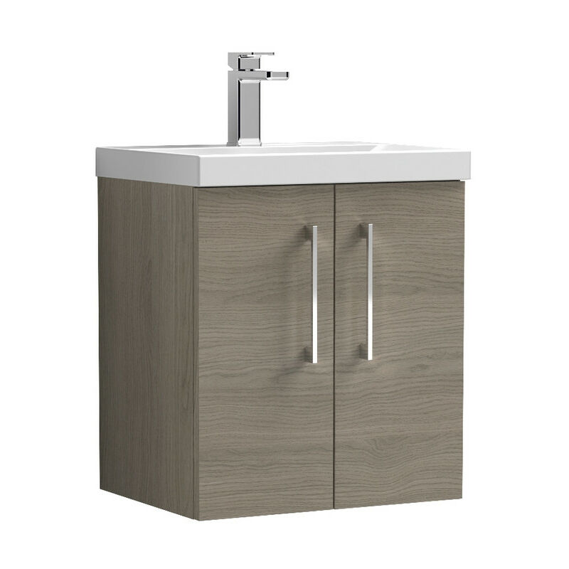 Arno Solace Oak 500mm Wall Hung 2 Door Vanity Unit with 40mm Profile Basin - ARN2521A - Solace Oak - Nuie