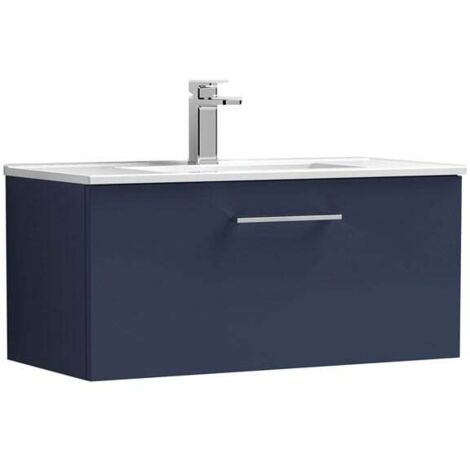 Nuie Arno Wall Hung 1-Drawer Vanity Unit with Basin-2 800mm Wide - Midnight Blue