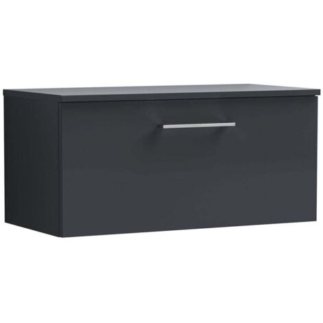 Nuie Arno Wall Hung 1-Drawer Vanity Unit with Worktop 800mm Wide - Satin Anthracite
