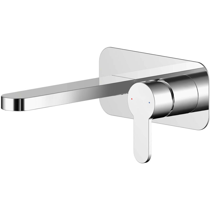 Arvan 2-Hole Wall Mounted Basin Mixer Tap with Plate - Chrome - Nuie