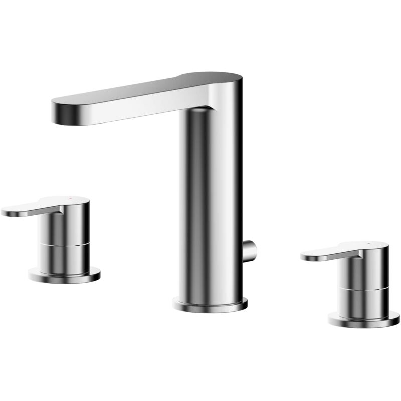 Arvan 3-Hole Basin Mixer Tap with Pop-Up Waste - Chrome - Nuie