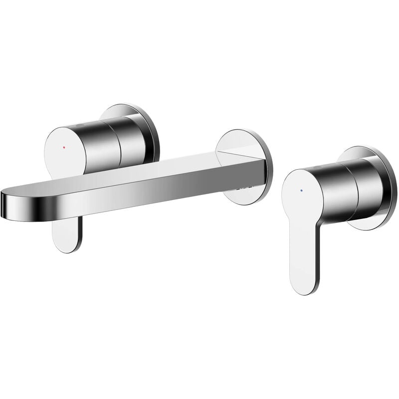 Arvan 3-Hole Wall Mounted Basin Mixer Tap without Plate - Chrome - Nuie