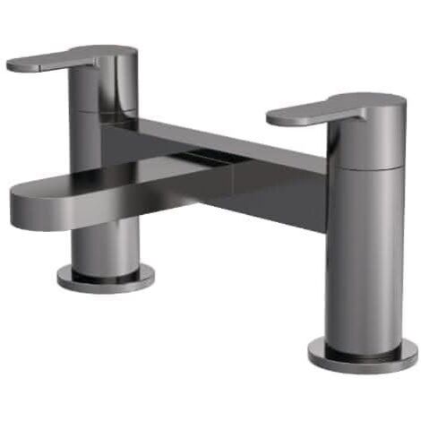 Nuie Arvan Brushed Gunmetal Deck Mounted Bath Filler Tap - ARV703