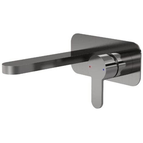 Nuie Arvan Brushed Gunmetal Wall Mounted 2 Tap Hole Basin Mixer with Plate - ARV728