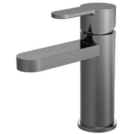 Nuie Arvan Brushed Pewter Mono Basin Mixer Tap with Push Button Waste - ARV705
