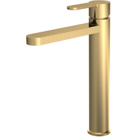 Oir Brushed Brass Tall Basin Mono c/w Spring Waste - Walshs