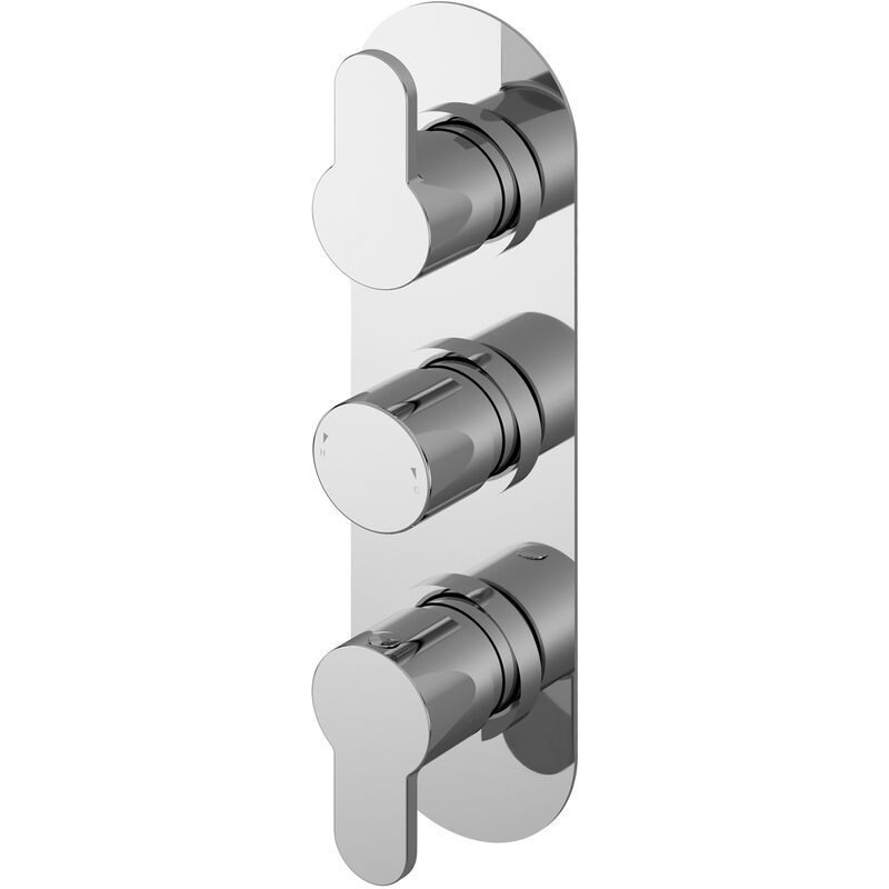 Arvan Thermostatic Concealed Shower Valve with Diverter Triple Handle - Chrome - Nuie