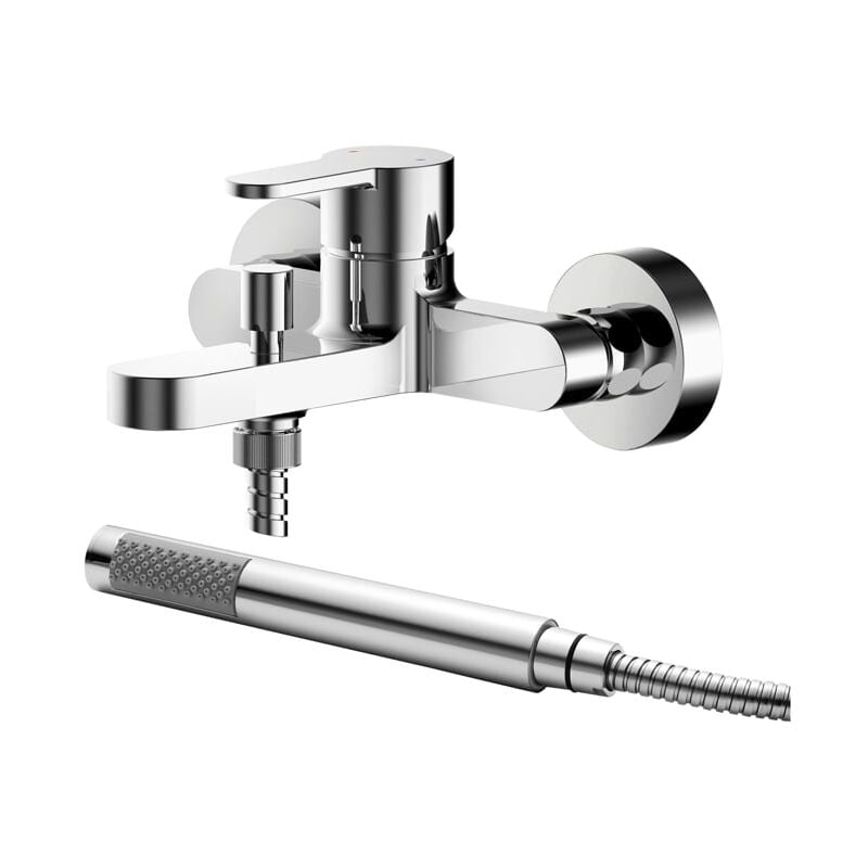 Arvan Wall Mounted Bath Shower Mixer Tap with Shower Kit - Chrome - Nuie