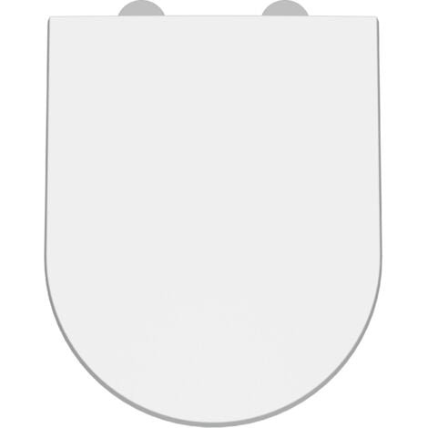 Nuie Asselby D-Shape Thermoplastic Toilet Seat with Soft Close Hinge - White