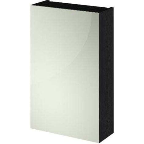 Nuie Athena 1-Door Mirrored Bathroom Cabinet 715mm H x 450mm W - Charcoal Black Woodgrain