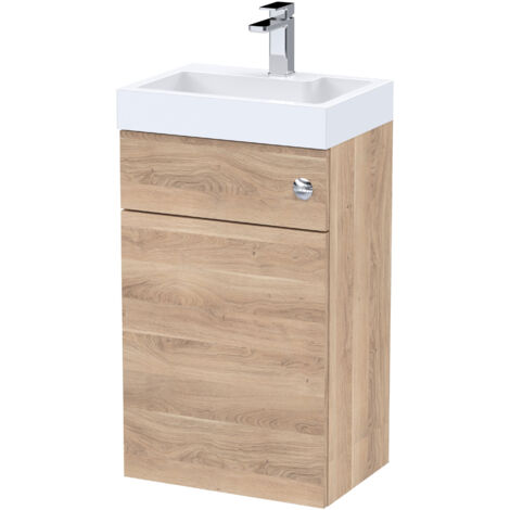 Nuie Athena Basin and WC Toilet Combination Unit 500mm Wide - Bleached Oak
