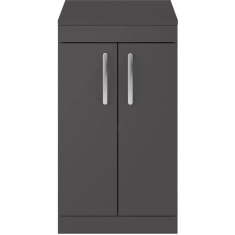 Nuie Athena Floor Standing 2-Door Vanity Unit and Worktop 500mm Wide - Gloss Grey