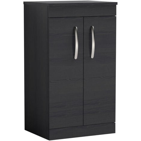 Nuie Athena Floor Standing 2-Door Vanity Unit and Worktop 500mm Wide - Hacienda Black