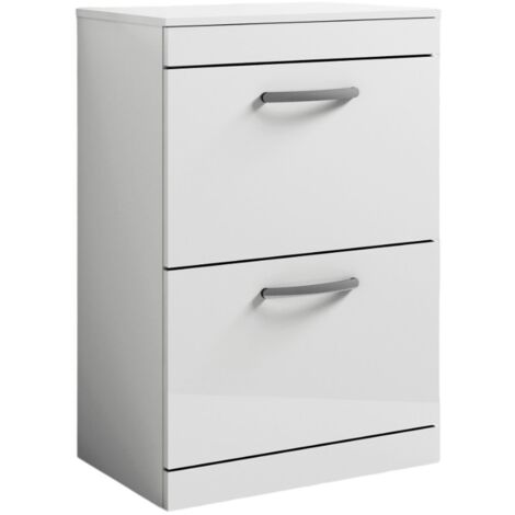 Nuie Athena Floor Standing 2-Drawer Vanity Unit and Worktop 800mm Wide - Gloss White