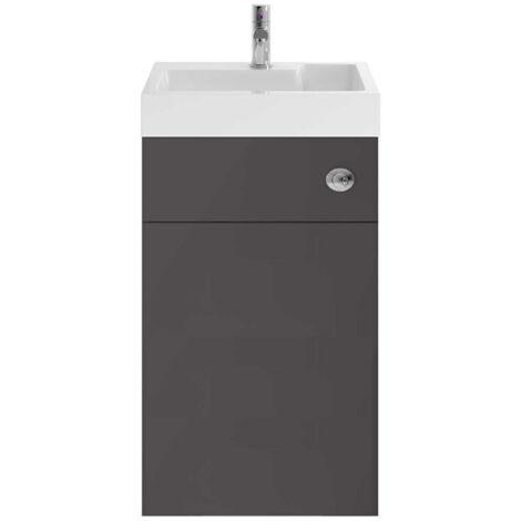 Nuie Athena Gloss Grey 500mm Combination Vanity Unit with Basin and Cistern - PRC945CB