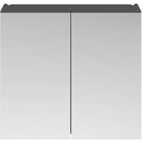 Nuie Athena Gloss Grey 800mm Mirror Cabinet with 50/50 Split Doors - OFF919