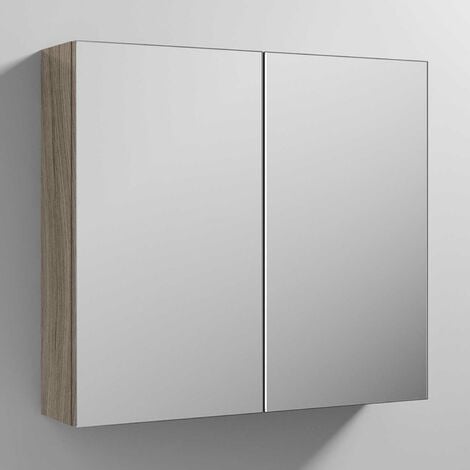 main image of "Nuie Athena Mirrored Cabinet (50/50) 800mm Wide - Driftwood"