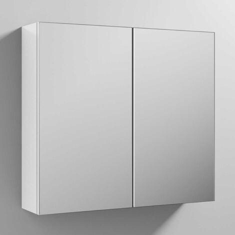 main image of "Nuie Athena Mirrored Cabinet (50/50) 800mm Wide - Gloss White"