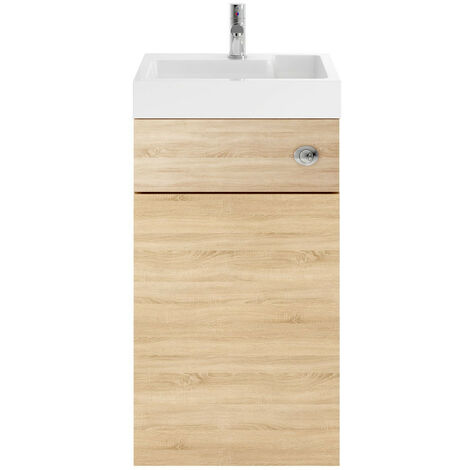 Nuie Athena Natural Oak 500mm Combination Vanity Unit with Basin and Cistern - PRC345CB
