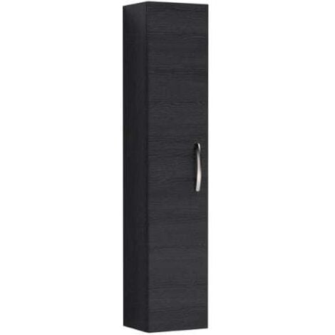 Nuie Athena Wall Hung 1-Door Tall Unit 300mm Wide - Charcoal Black