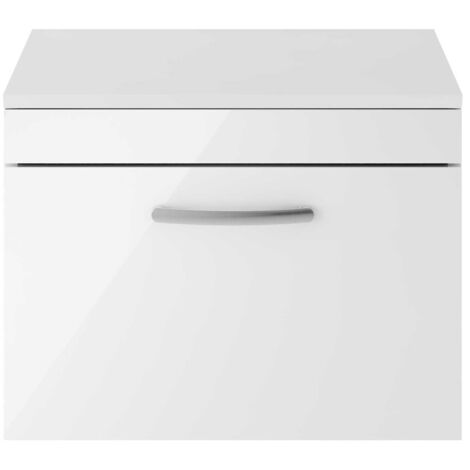 main image of "Nuie Athena Wall Hung 1-Drawer Vanity Unit and Worktop 600mm Wide - Gloss White"