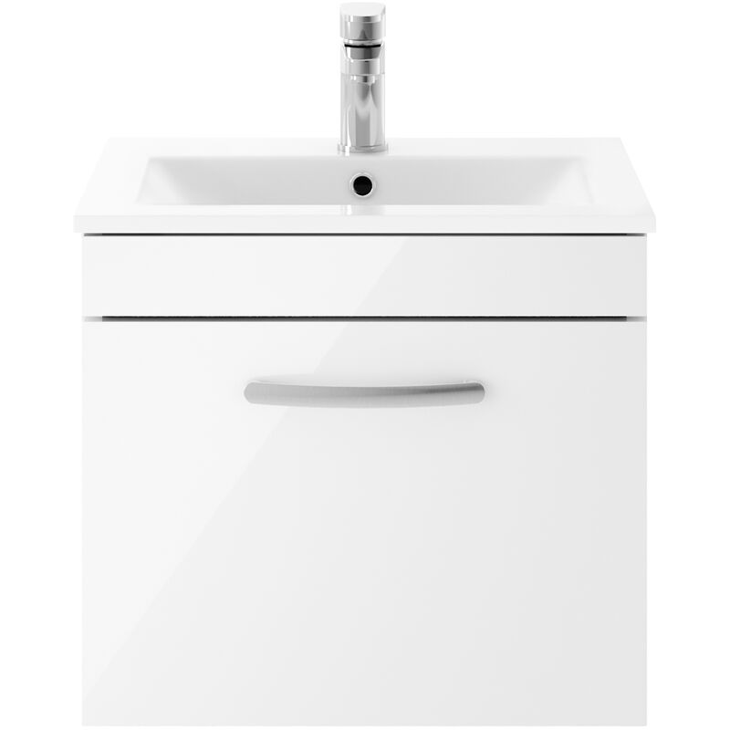Nuie Athena Wall Hung 1-Drawer Vanity Unit with Basin-2 500mm Wide - Gloss White