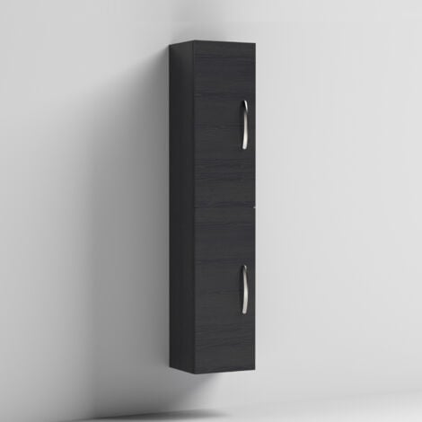 Nuie Athena Wall Hung 2-Door Tall Unit 300mm Wide - Charcoal Black