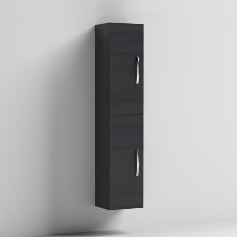 Nuie Athena Wall Hung 2-Door Tall Unit 300mm Wide - Hacienda Black