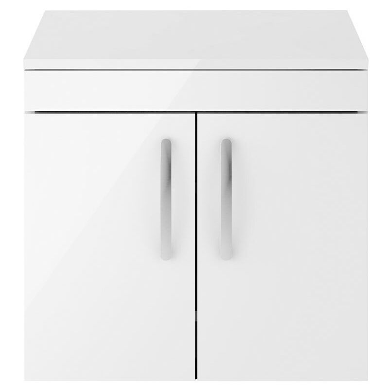 Athena White Gloss 600mm Wall Hung 2 Door Cabinet & Worktop