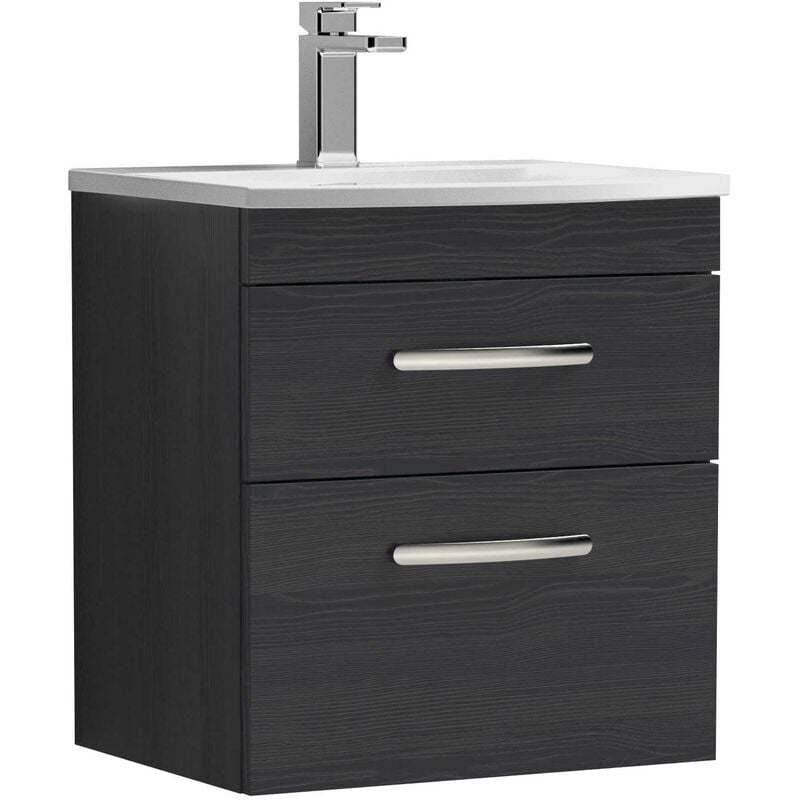 Athena Wall Hung 2-Drawer Vanity Unit with Basin-4 500mm Wide - Hacienda Black - Nuie
